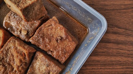 stew tofu with a special flavored soy sauce