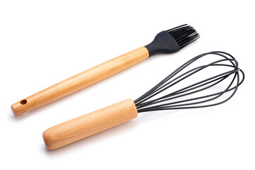 Kitchenware butter brush, Black silicone egg beater isolated on white, With clipping path.