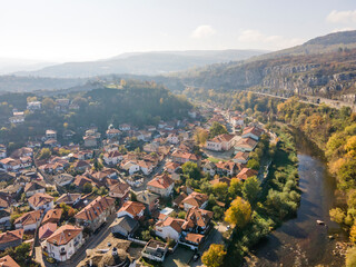 Aerial view of center of town of Lovech, Bulgaria