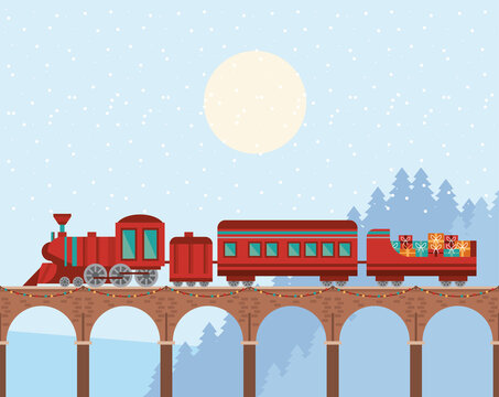 bridge and christmas train