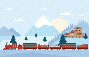 Kissenbezug Weihnachtsszene mit rotem Zug © Jemastock
