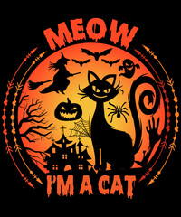 Meow I'm a cat lover Halloween t-shirt design