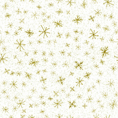 Hand Drawn Snowflakes Christmas Seamless Pattern. Subtle Flying Snow Flakes on chalk snowflakes Background. Amazing chalk handdrawn snow overlay. Mind-blowing holiday season decoration.
