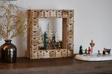 A wooden advent calendar for a christmas