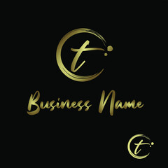 Initial t Letter with circle paintbrush for Cosmetic, boutique, make up, jewelry, spa and massage, salon, soap homemade, Handcraft Business Logo Vector Concept