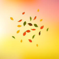 Falling autumn leaves. Red, yellow, green, brown r