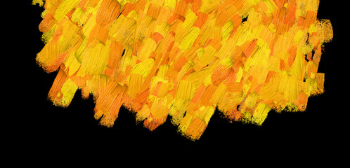 Multicolor oil painting on black background. Abstract hand drawn stained background