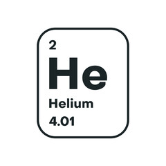 Helium periodic table element chemistry symbol. Vector helium atom gas icon. Vector illustration