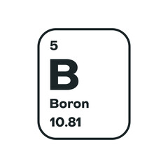 Boron periodic element icon. Chemical boron oxide chemical element symbol. Vector illustration