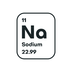 Sodium periodic table element icon on white background. Vector illustration