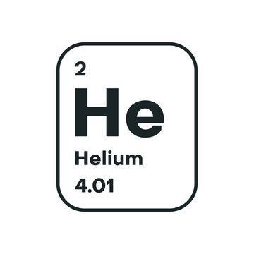 Helium periodic table element chemistry symbol. Vector helium atom gas icon. Vector illustration