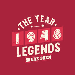 The year 1948 Legends were Born, Vintage 1948 birthday