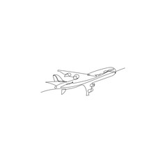 Fototapeta na wymiar aircraft illustration icon vector continuous line drawing
