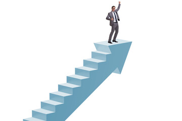 Fototapeta premium Businessman climbing career ladder in business concept