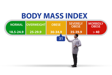 Concept of BMI - body mass index with nutritionist