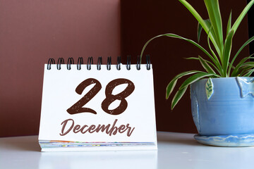 December 28. 28th day of the month, calendar date. Winter month, day of the year concept.