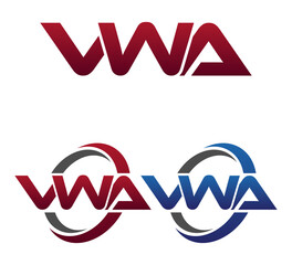 Modern 3 Letters Initial logo Vector Swoosh Red Blue VWA