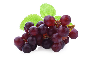 Grapes. Red grape. Grape branch isolated on white. With clipping path. Full depth of field.