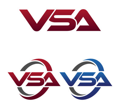 Modern 3 Letters Initial logo Vector Swoosh Red Blue VSA