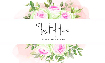 Beautiful floral frame background with blooming rose flower