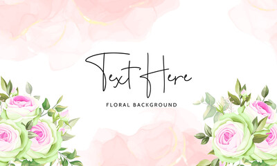 Fototapeta na wymiar Beautiful floral frame background with blooming rose flower