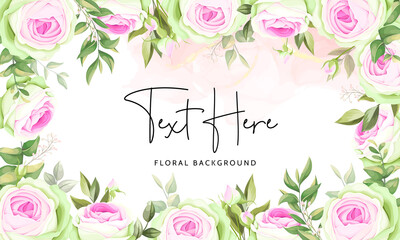 Beautiful floral frame background with blooming rose flower