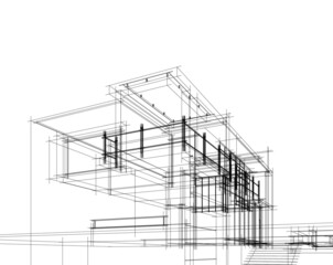 building architecture design 3d graphic illustration