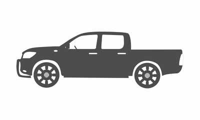 Black moving car icon isolated on white background. Suitable for all businesses.
