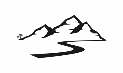 Hills mountain and road vector design