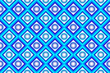 Seamless geometric ethnic fabric pattern, blue and white floral pattern, Thai fabric design, carpet, wallpaper, curtain, cushion, clothing, wrap, batik