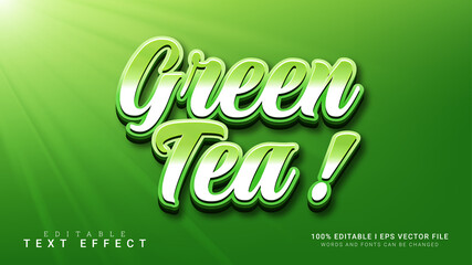 green tea editable text effect vector illustration