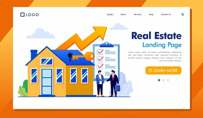 Real estate business landing page website illustration vector flat design 