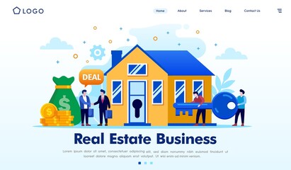 Real estate business landing page website illustration vector flat design 
