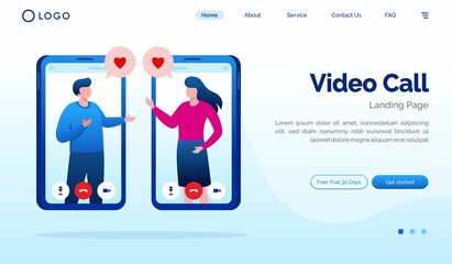 Video call landing page website illustration vector template 