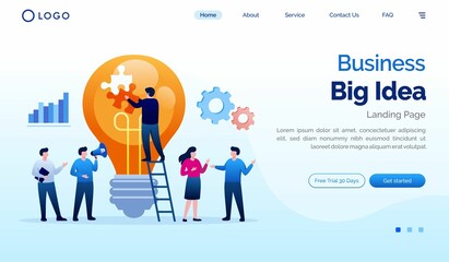 Business big idea landing page website illustration flat vector template 