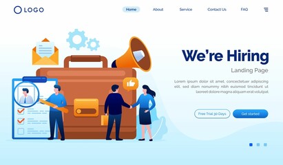 Online recruitment, job hiring concept, candidate employee, online vacancy. Illustration flat vector template 