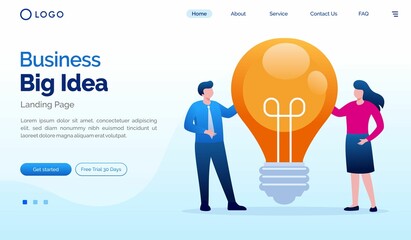 Business big idea landing page website illustration flat vector template 