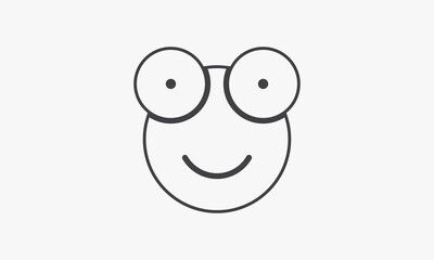 line icon cute head face isolated on white background.
