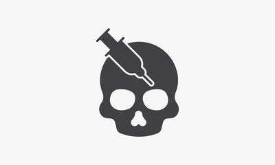 syringe with skull isolated on white background.