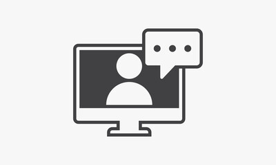 line icon monitor online isolated on white background.