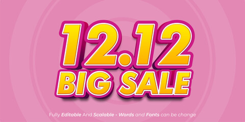 12.12 Text effect, Editable 3d text style suitable for online shopping day sale banner