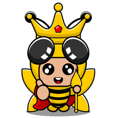 vector cartoon character mascot costume animal bee cute insect king