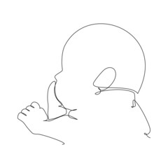 Continuous line drawing of a Cute baby. Vector illustration. Concept for logo, card, banner, poster, flyer