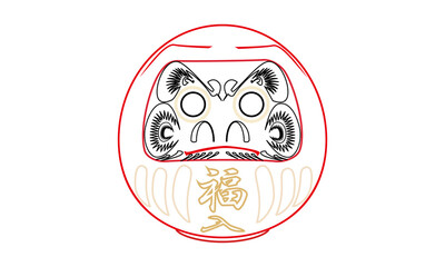 白目のだるまイラスト