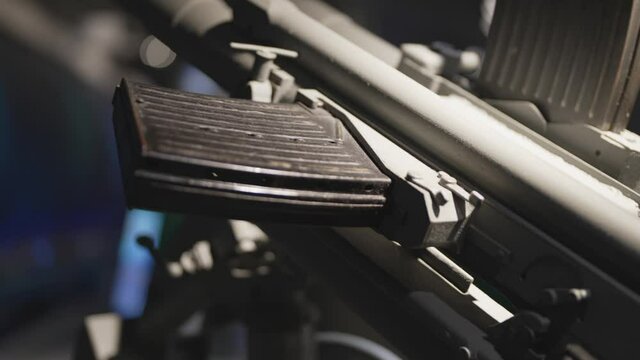 This vintage video shows a close up view of an anti aircraft gun weapon.