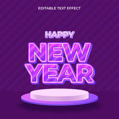 Happy new year 3D text effect, editable text for new year celebration