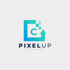 Initial Letter C with Arrow Pixel Logo Design Inspiration