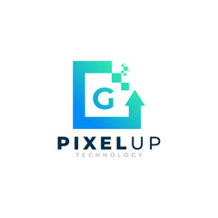 Initial Letter G with Arrow Pixel Logo Design Inspiration