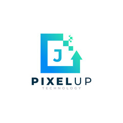 Initial Letter J with Arrow Pixel Logo Design Inspiration