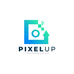 Initial Letter O with Arrow Pixel Logo Design Inspiration